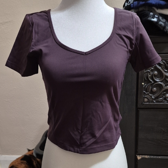 ECHT Tops - Eggplant Purple Echt Work Out Crop Top